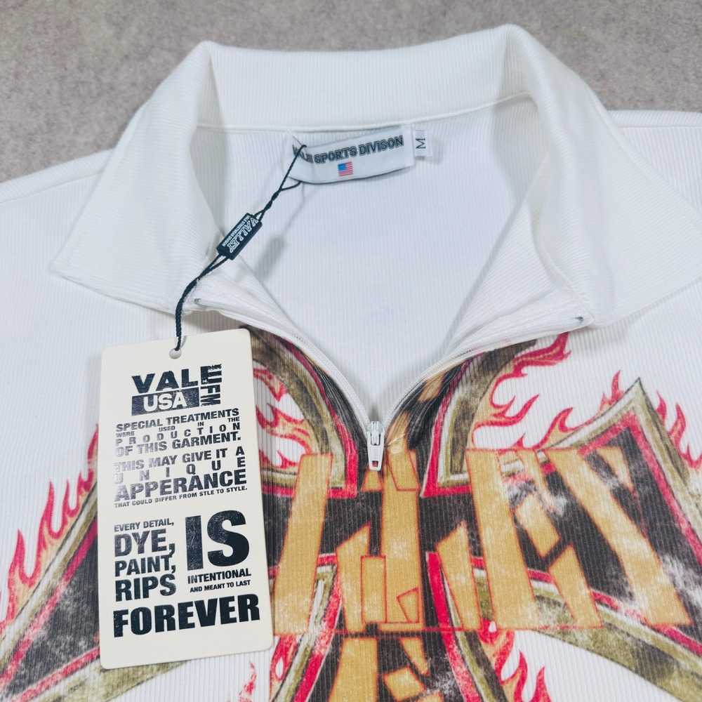 Vale Forever Rebirth Rugby Tee Size M Ribbed texture Zipper neck - Picture 3 of 7